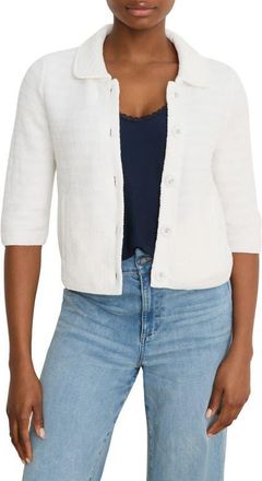 Nic+Zoe Elbow Sleeve Textured Knit Jacket in Paper White at Nordstrom, Size Xx-Large
