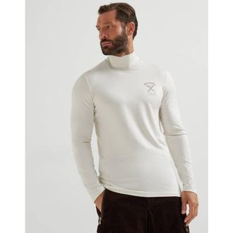 Brunello Cucinelli Mens Off White Stretch Mock Neck Shirt, Size XXL