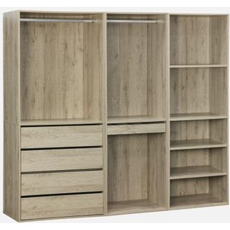 Sweeek Sweeek - Vestidor M&oacute;dulo De 3 Elementos, Modulo, Natural, 200x45x180 Cm