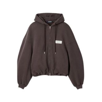 Jacquemus Le Hoodie Montaigne - Dames - Vesten met rits - Bruin - M - Katoen - Hoodies & sweatvesten