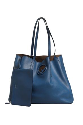 Fendi Leather Navy Blue Shopping Womens Tote (Pre-Owned)