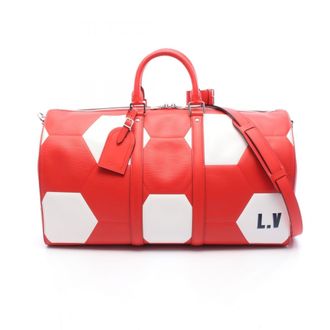 Louis Vuitton Red Color White Leather Boston Bag (Pre-Owned)