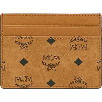 MCM Aren Card Case in Visetos in Cognac at Nordstrom