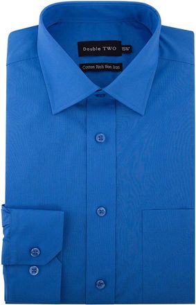 Double TWO Mens Long Sleeved Non Iron Cotton Rich Shirts (4500) in Cobalt in (Collar 23/Chest 65-66)