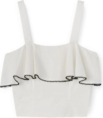 Motivi Poplin top met ruche - Dames - Tops zonder mouwen - Wit - 2XS - Katoen - Tops
