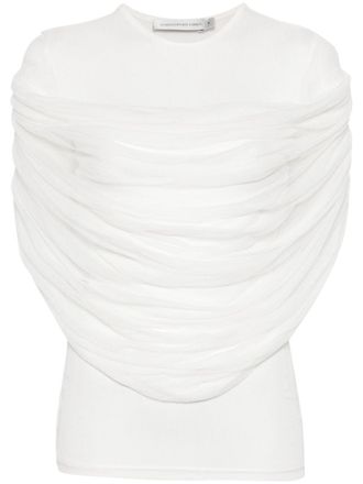 CHRISTOPHER ESBER Sonora T-shirt met gedrapeerd vlak - Wit