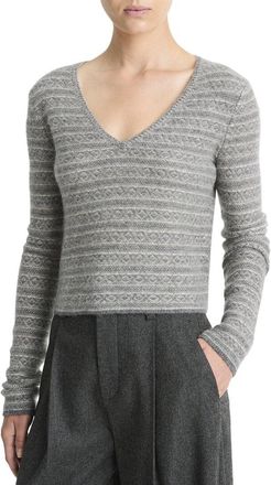 Vince Fairisle V-Neck Cashmere Top
