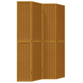 vidaXL Vidaxl - Biombo Separador De 4 Paneles Madera Maciza Paulownia Marr&oacute;n
