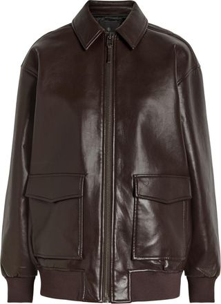 Anine Bing Kelanie Leather-blend Jacket - Dark Brown - L (UK14 / L)