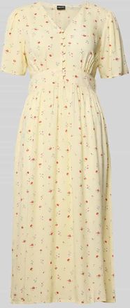 Pieces A-Linien Midikleid aus reiner Viskose Modell TALA in Hellgelb, Gr&ouml;&szlig;e XL