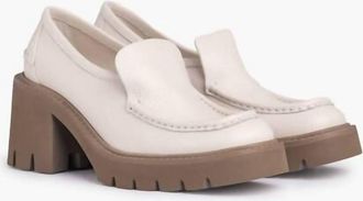 Pedro Garcia Womens Zavanna Heeled Loafer In Basmati