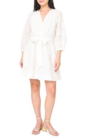 Gibsonlook Cotton Eyelet Shirtdress in White at Nordstrom, Size X-Large