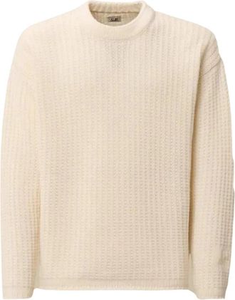 C.P. Company Rondgebreide Chenille Trui - Heren - Ronde hals truien - Wit - XL - Truien & Vesten
