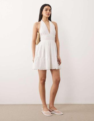 Iisla & Bird Vestito in pizzo allacciato al collo bianco