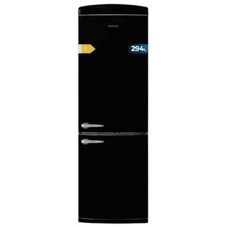 Cecotec Frigor&iacute;fico Retro Combi Negro, 190cm De Alto Y 60 De Ancho, Capacidad 294l, Total No Frost, Clase Energ&eacute;tica E, Multi Cooling, Ultra Fresh, Convertibl