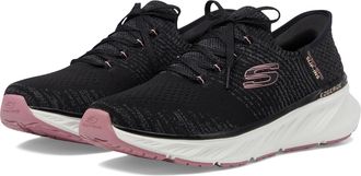 Skechers Womens Edgeride Impression Slip-On Sneakers, Black Knit/Pink Trim, 7 UK