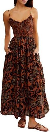 Free People Sweet Nothings Floral Print Sleeveless Maxi Sundress in Brown Patina Combo at Nordstrom Rack, Size X-Small