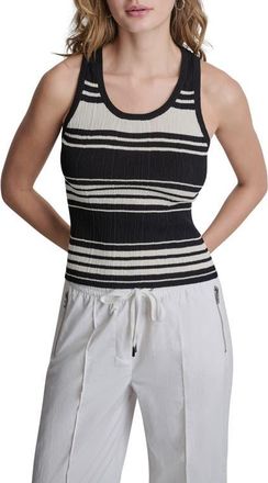 DKNY Stripe Sweater Tank in Black/Coconut at Nordstrom, Size Xx-Small