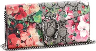 Gucci Dionysus Chain Wallet Blooms Print GG Coated Canvas Long clutch bag - Bruin