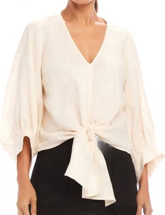 Karen Kane Tie Front Top In Ecru