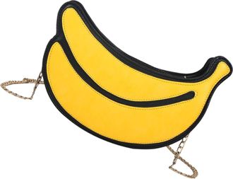 Generic Single Shoulder Fruit Chain Bag Banana Design Polyester Material for Young Ladies Shopping Dating Casual Wear