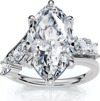 Pompeii3 Certified 3 1/2Ct Marquise Diamond Montauk Engagement Ring 14k Gold Lab Grown