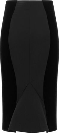 Jacquemus Wool and Velvet-Panel Midi Skirt - Black