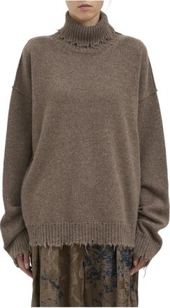 Uma Wang Maglia Collo Alto in Cashmere - Dames - Coltruien - Bruin - S - Kasjmier - Truien & Vesten
