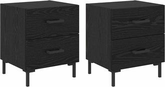 vidaXL Armario De Noche Con Caj&oacute;n 2 Pcs Roble Negro 40 X 35 X 47,5 Cm Vidaxl