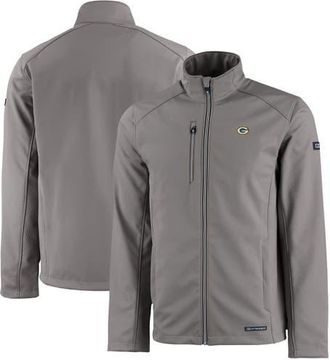 Cutter & Buck Mens Cutter & Buck Gray Green Bay Packers Evoke Eco Softshell Recycled Full-Zip Jacket at Nordstrom, Size X-Large