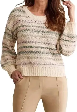 Tribal Long Sleeves Crew Neck Sweater In Rose Pink