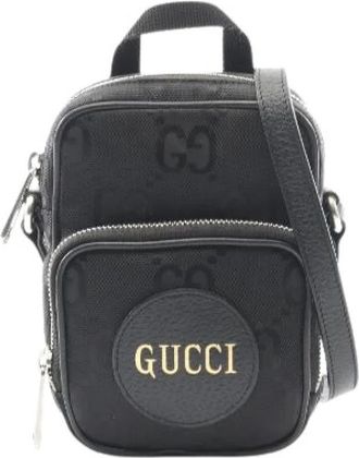 Gucci Pre-owned Off The Grid Leren Nylon Canvas Schoudertas - Dames - Vintage Schoudertas - Zwart - ONE Size - Nylon - Vintage
