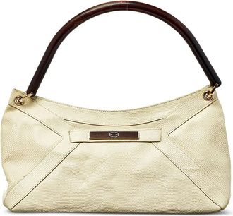 Escada 1990s leren tas met hagedissenreliëf - Beige