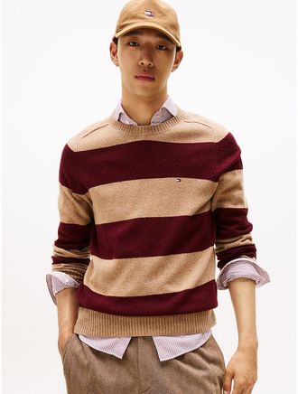 Tommy Hilfiger Mens Lambswool Crewneck Sweater - Safari Canvas - XL