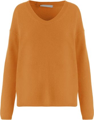 Allude Orange V-Neck Cashmere Sweater