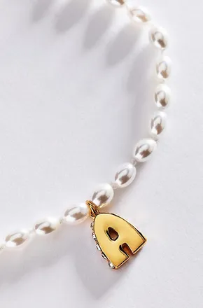 Anthropologie Pearl Initial Necklace
