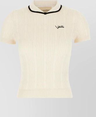 Valentino Garavani cotton blend short-sleeve polo top