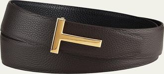 Tom Ford Mens Signature T Leather Belt