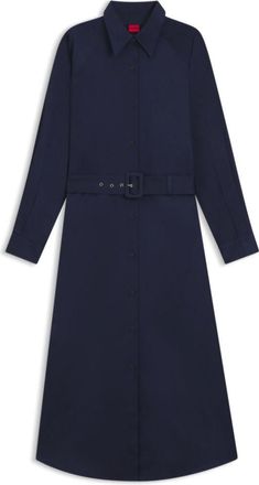 HUGO BOSS Belted maxi dress in cotton satin