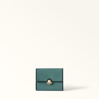 Furla Sfera Portafoglio Compatto S Edera Green Verde Pelle Di Vitello Sidney Bicolore Donna
