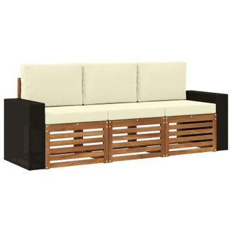vidaXL Juegos De Sof&aacute;s Con Coj&iacute;n 3 Pcs Madera De Acacia S&oacute;lida Vidaxl