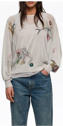 Bimba & Lola Lurex Batwing Sleeve Sweater in Seabed Off White at Nordstrom, Size Xx-Small Eu