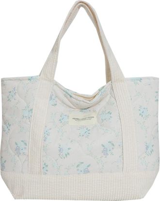 Generic Fiorky Quilted Shoulder Tote Bag Handbag Women Quilted Floral Tote Bag Fashion Shoulder Bag Patchwork Simple Shopping Bag Soft Large Capacity Floral P