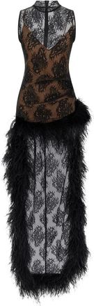 Giuseppe Di Morabito Jurk met verenrand - Dames - Avondkleed - Zwart - S - Kleedjes