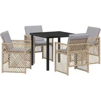 vidaXL Conjunto De Comedor De Jard&iacute;n 5 Pcs Beige Rat&aacute;n Sint&eacute;tico Vidaxl