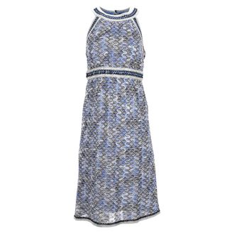 Missoni Missoni gebreide midi-jurk met halternek in blauwe viscose