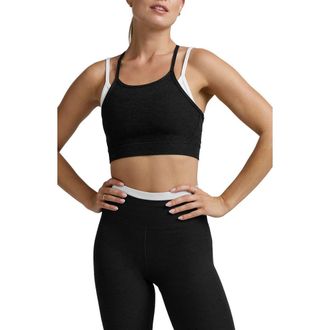 Beyond Yoga Space Dye Long Layered Bra in Darkest Night at Nordstrom, Size Small