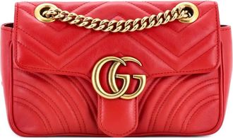 Gucci GG Marmont Flap matelass&eacute; leren kleine crossbodytas - Rood