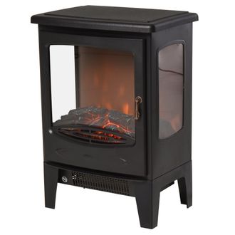 HOMCOM 1800W Tempered Glass Electric Fireplace Heater Black | TJ Hughes HOMCOM