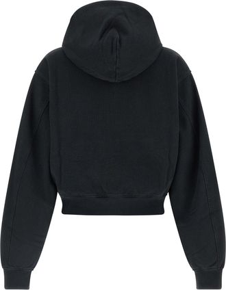 Alexander Wang Logo-Print Cotton Zip-Up Hoodie - Black